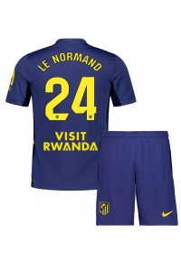 Atletico Madrid Robin Le Normand #24 Babyklær Borte Fotballdrakt til barn 2025-26 Korte ermer (+ Korte bukser)